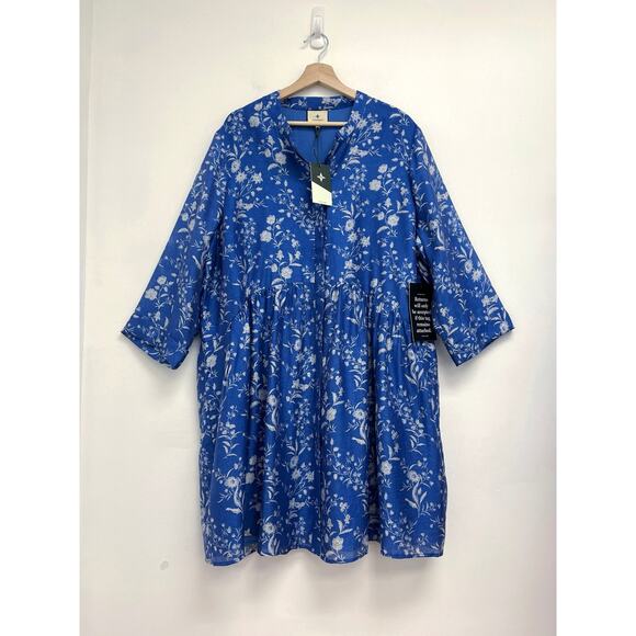 Tuckernuck Limoges Floral Royal Feminine Print A-Line Mini Shirt Dress XXXL - Picture 2 of 12